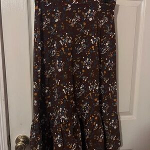 Allegra K Brown Floral A-Line Skirt